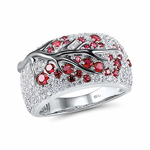 

925 sterling silver ring delicate pink cherry tree created ruby shiny white cubic zirconia (6)