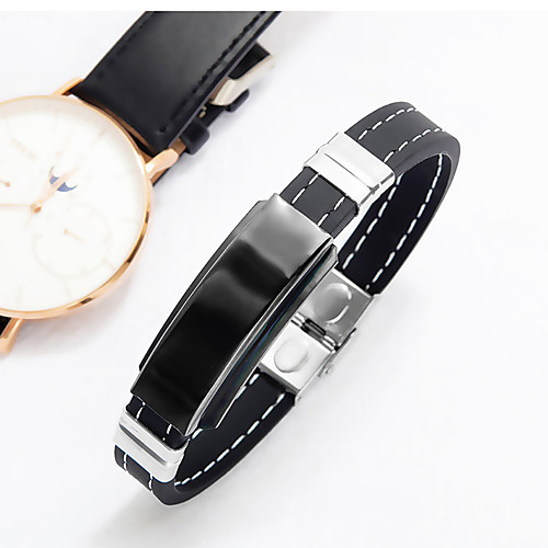 

Personalized Customized Bracelet Stainless Steel Geometric Black
