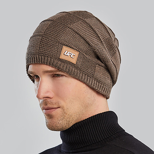 

Men's Hiking Cap Beanie Hat 1 set Winter Outdoor Windproof Warm Soft Thick Skull Cap Beanie Solid Color Polyester Taffeta Black Burgundy Grey for Fishing Climbing Running