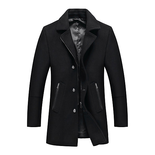 

men's pea coat winter trench blend short silm fit zipper pockets single breasted classic stylish jacket