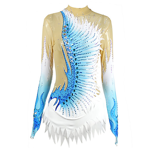 

21Grams Rhythmic Gymnastics Leotards Artistic Gymnastics Leotards Women's Girls' Kids Leotard Spandex High Elasticity Handmade Long Sleeve Training Dance Rhythmic Gymnastics Artistic Gymnastics Blue