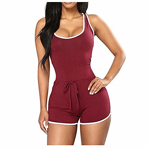 

sexy sleeveless bodycon shorts jumpsuit spaghetti strap one piece bodysuit pajama bodycon rompers overall(burgundy,large)