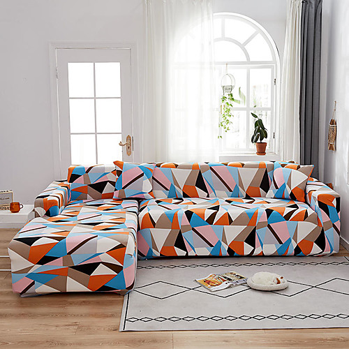 

Geometric 1-Piece Sofa Cover Couch Cover Furniture Protector Soft Stretch Sofa Slipcover Spandex Jacquard Fabric Super Fit for 1~4 Cushion Couch and L Shape Sofa,Easy to Install(1 Free Cushion Cover)