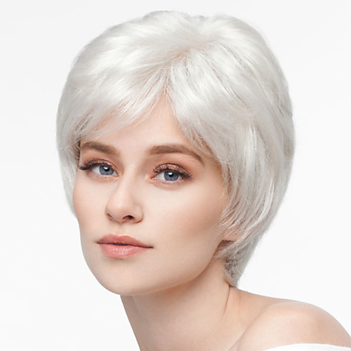 

Synthetic Wig Straight Asymmetrical Wig Short Brown White Synthetic Hair Women's Fashionable Design Exquisite Romantic White