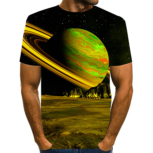 

Men's T shirt 3D Print Graphic 3D Plus Size Print Short Sleeve Daily Tops Elegant Exaggerated Blue Purple Red