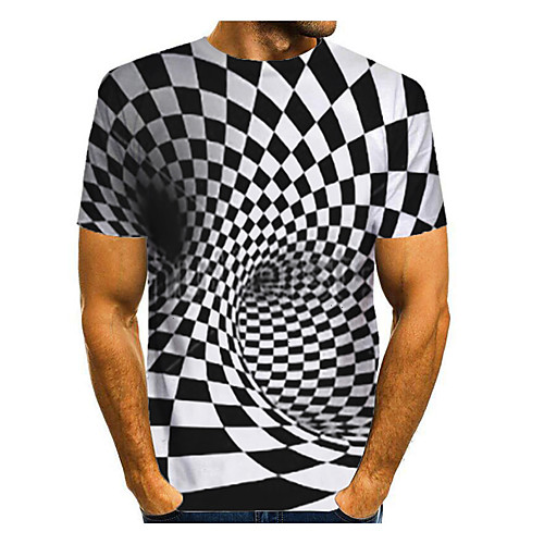 

Men's T shirt 3D Print Graphic Abstract 3D Print Short Sleeve Daily Tops Black / White