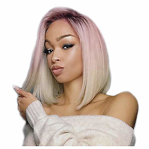 

clearance ombre blonde wig for black women side part short straight bob wig heat resistant synthetic fiber hair cosplay party full wig (gold)