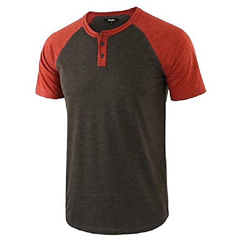 

but& #39;s casual vintage short raglan sleeve baseball henley jersey shirts h.charcoal/rusty m
