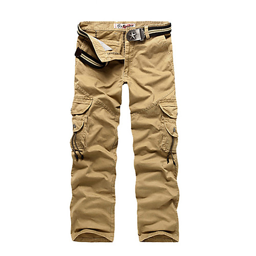 

Men's Active Basic Outdoor Dailywear Daily Sports Cotton Chinos Tactical Cargo Fit Pants Solid Colored Multi Pocket Black Army Green Khaki 28 29 30