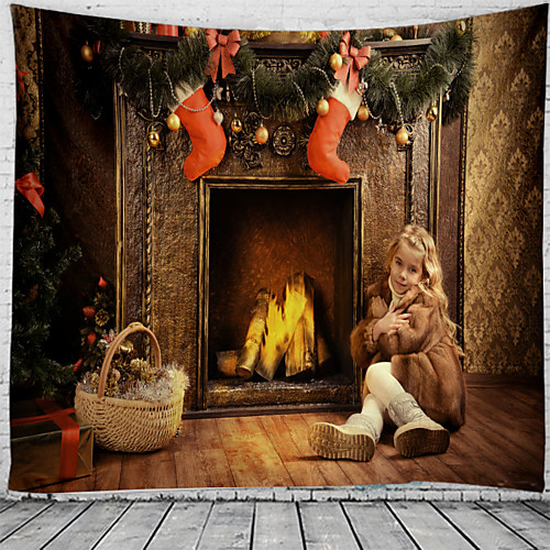 

Christmas Santa Claus Holiday Party Wall Tapestry Art Decor Blanket Curtain Picnic Tablecloth Hanging Home Bedroom Living Room Dorm Decoration Fireplace Gift
