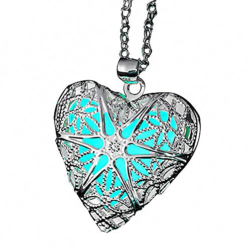 

magical fairy glow in the dark heart locket pendant necklace for teen girl