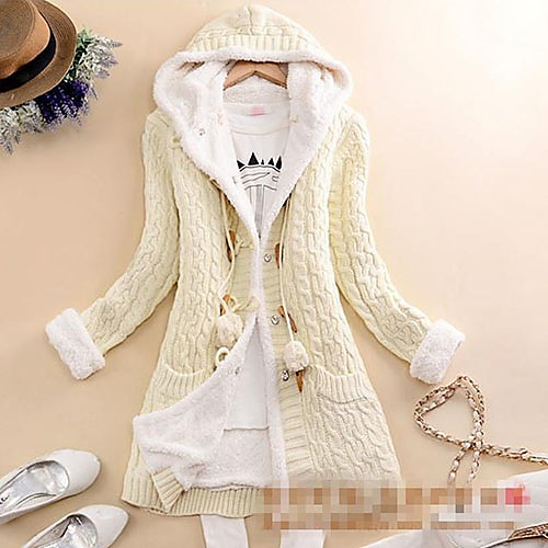 

Women's Solid Colored Fall & Winter Sweater Coat Long Daily Long Sleeve Polyster Coat Tops Blue