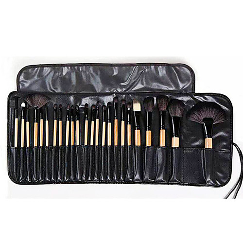 

24 Pcs Makeup Brushes Set Cosmetic Brushes Wood Color Makeup Set Black Makeup School Beauty Tools