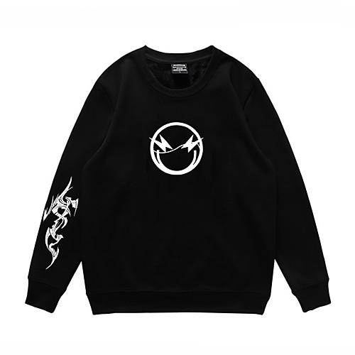 

Men's Pullover Sweatshirt Print Slogan Round Neck Daily Casual Hoodies Sweatshirts Long Sleeve Black