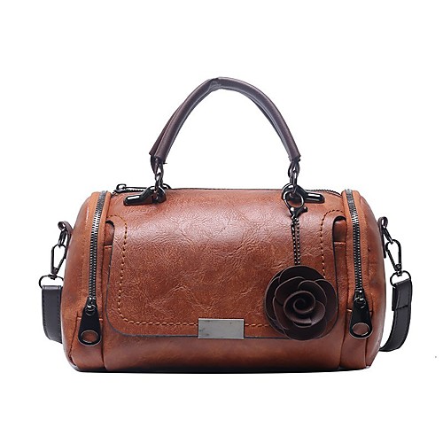 

Women's Bags PU Leather Top Handle Bag Flower Daily Handbags MessengerBag Black Red Green Brown