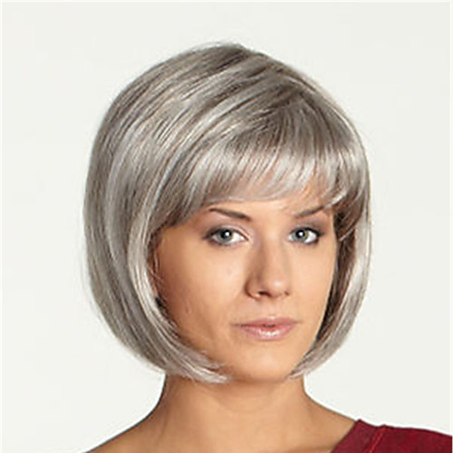 

Synthetic Wig Straight Asymmetrical Wig Short Light Brown Dark Brown Grey Synthetic Hair Women's Fashionable Design Exquisite Dark Brown Gray