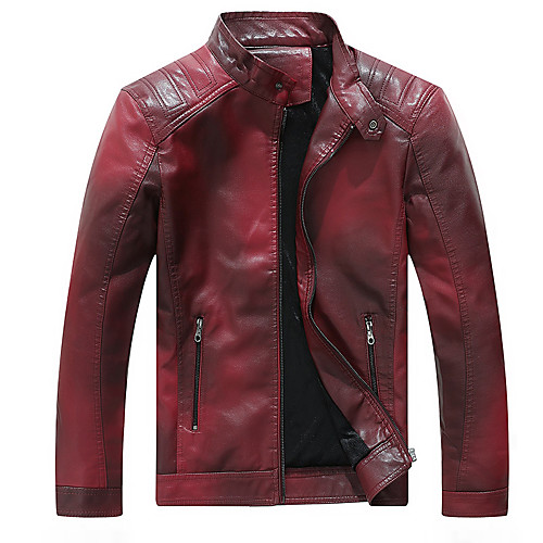 

men's vintage gradient color light-fleece lined faux moto jacket