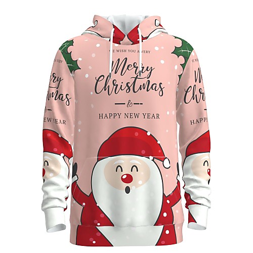 

Men's Pullover Hoodie Sweatshirt Graphic 3D Letter Christmas Daily 3D Print 3D Print Christmas Hoodies Sweatshirts Blushing Pink