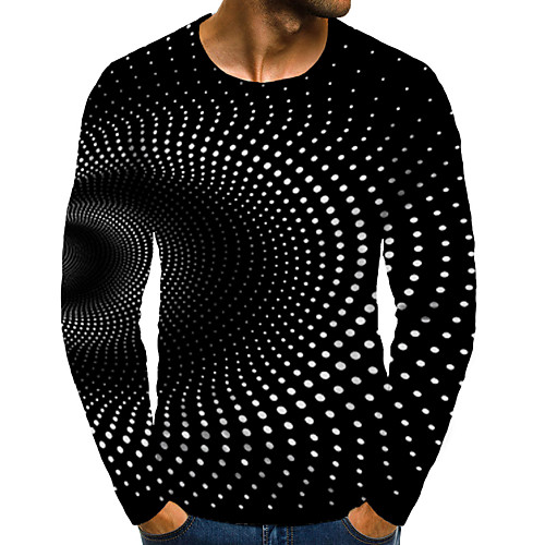 

Men's T shirt 3D Print Graphic 3D Plus Size Print Long Sleeve Daily Tops Elegant Exaggerated Black