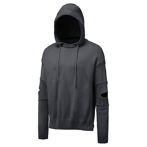 

Men's Stylish Solid Color Pullover Long Sleeve Sweater Cardigans Hooded Fall Winter Black Light gray Dark Gray