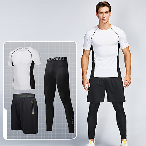 

Men's 2 Piece Tracksuit Athletic Athleisure Short Sleeve 2pcs Elastane Breathable Quick Dry Moisture Wicking Fitness Gym Workout Running Active Training Jogging Sportswear Normal Outfit Set Clothing