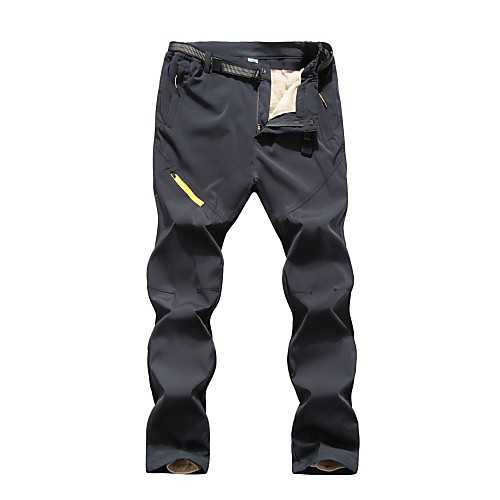 

Men's Hiking Pants Trousers Softshell Pants Solid Color Winter Outdoor Standard Fit Warm Soft Anti-tear Multi-Pocket Fleece Pants / Trousers Cargo Pants Bottoms Black Grey Hunting Fishing Climbing M