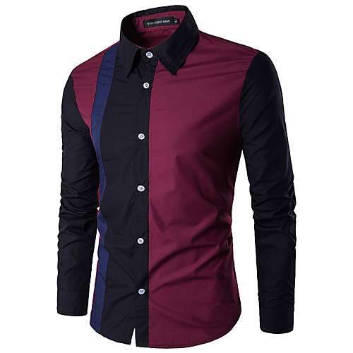 

Men's Shirt non-printing Color Block Long Sleeve Daily Tops White Black Wine
