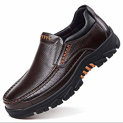 

men casual shoes autumn sneakers loafers breathable genuine leather comfort walking shoes fashion driving shoes luxury leather shoes for male business work office dress outdoor brown