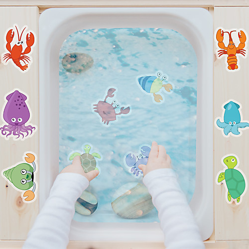 

Cartoon Bathtub Waterproof Stickers Children's Educational Animal Digital Decoration Bathtub Non-slip Stickers 10Pcs 8.711cm