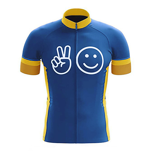 

21Grams Men's Short Sleeve Cycling Jersey BlueYellow Solid Color Funny Bike Jersey Top Mountain Bike MTB Road Bike Cycling UV Resistant Breathable Quick Dry Sports Clothing Apparel / Stretchy