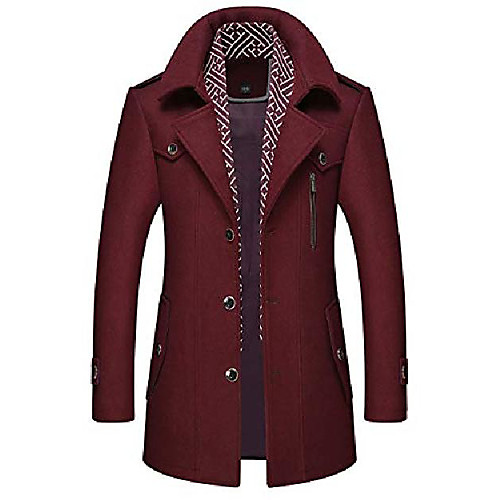 

men's stylish scarf single breasted walker coat thick winter jacket-6 colors