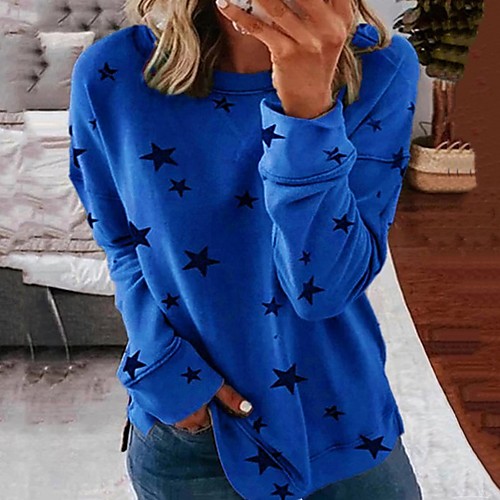 

Women's Pullover Sweatshirt Star Daily Going out Casual Hoodies Sweatshirts White Wine Khaki