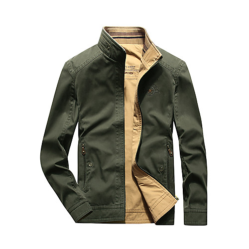

Men's Hiking Jacket Hiking Windbreaker Winter Outdoor Solid Color Thermal Warm Waterproof Windproof Breathable Jacket Winter Jacket Top Cotton Single Slider Hunting Fishing Climbing Black Army Green