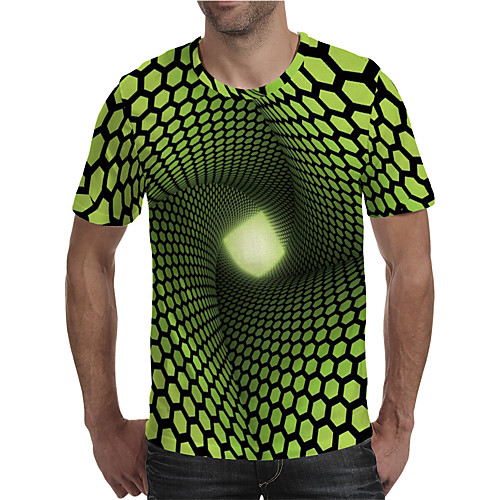 

Men's T shirt 3D Print Graphic 3D Plus Size Print Short Sleeve Daily Tops Elegant Exaggerated Green
