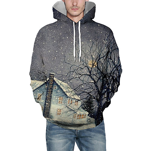 

Men's Pullover Hoodie Sweatshirt Graphic Scenery 3D Christmas Daily 3D Print Christmas Hoodies Sweatshirts Dark Gray