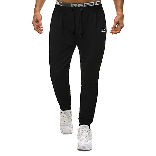 

Men's Sporty Basic Outdoor Cotton Loose Daily Pants Sweatpants Pants Solid Colored Full Length Sporty Drawstring Black Blue Gray / Elasticity