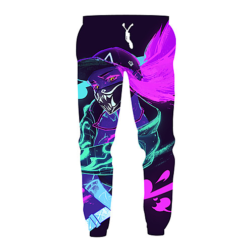 

Men's Exaggerated Sports Loose Daily Casual Sweatpants Pants Pattern optical illusion Full Length Sporty Print Drawstring Purple / Elasticity
