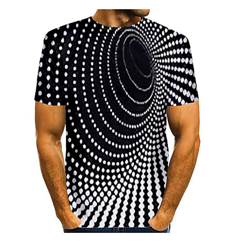 

Men's T shirt 3D Print Graphic Abstract 3D Print Short Sleeve Daily Tops Black / White