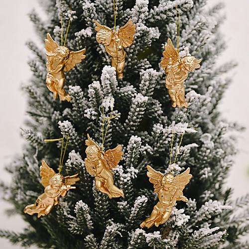 

6pcs Christmas Decorations Gold And Silver Angel Pendants Creative New Little Angel Doll Pendant Small Tree Ornaments