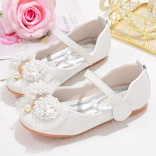

Girls' Flats Comfort Flower Girl Shoes Princess Shoes Faux Fur PU Little Kids(4-7ys) Daily Party & Evening Walking Shoes Bowknot Pearl White Pink Fall Spring