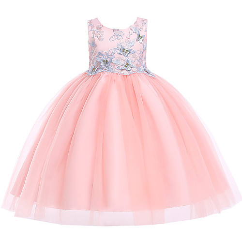 

Princess Dress Party Costume Flower Girl Dress Girls' Movie Cosplay Princess Pink Dress Children's Day Masquerade Polyester