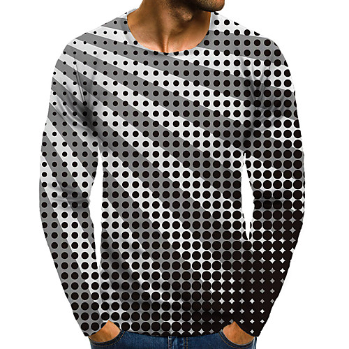 

Men's T shirt 3D Print Graphic 3D Plus Size Print Long Sleeve Daily Tops Elegant Exaggerated Black / White