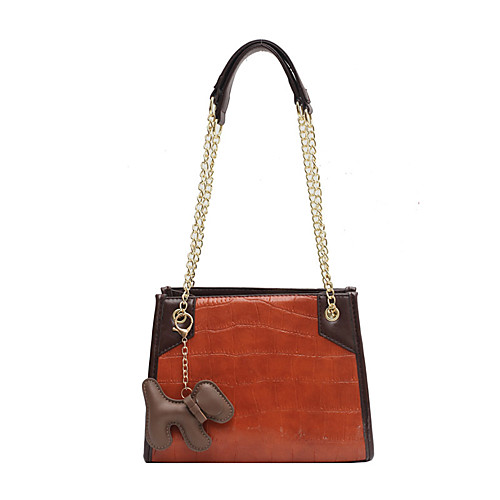 

Women's Bags PU Leather Top Handle Bag Chain Daily Handbags Baguette Bag Black Green Brown Coffee