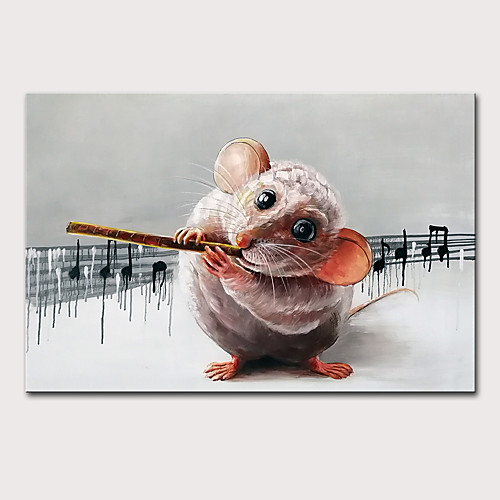 

Oil Painting Hand Painted - Animals Pop Art Modern Rolled Canvas (No Frame)