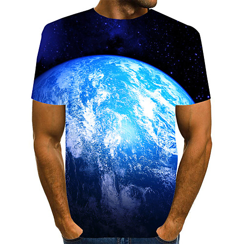

Men's T shirt 3D Print Graphic 3D Plus Size Print Short Sleeve Daily Tops Elegant Exaggerated Black Blue Purple