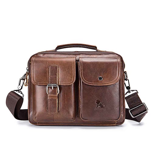 

Men's Bags Cowhide Briefcase Handbags Crossbody Bag Zipper Daily Outdoor Dark Brown Black Brown Coffee