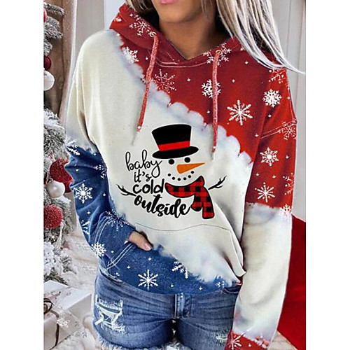 

Women's Plus Size Pullover Hoodie Sweatshirt Galaxy Christmas Christmas Hoodies Sweatshirts White Black Red
