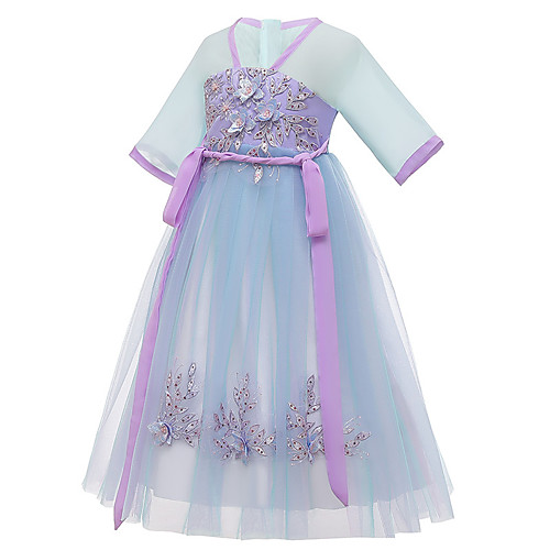 

Princess Dress Party Costume Flower Girl Dress Girls' Movie Cosplay Princess Light Purple Dusty Rose Pink Dress Children's Day Masquerade Polyester