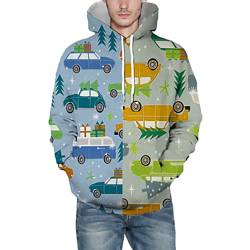 

Men's Pullover Hoodie Sweatshirt Cartoon Graphic 3D Christmas Daily 3D Print Christmas Hoodies Sweatshirts Light Blue