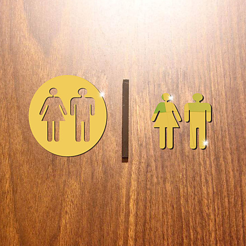 

3D Toilet Sign Hotel Toilet Characters Wall Stickers Mirror Wall Stickers Decorative Wall Stickers Acrylic Home Decoration Wall Decal Wall Decoration 1pc